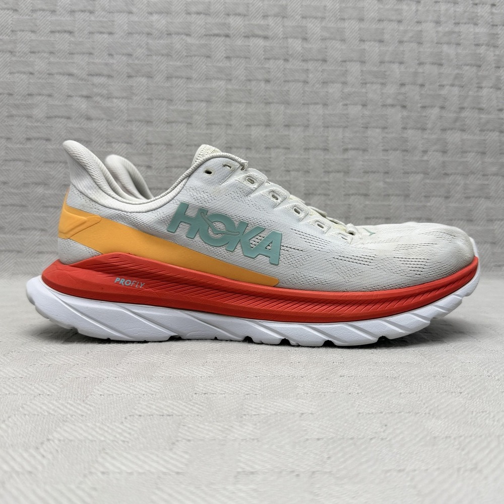 Hoka‎ One One Mach 4 White Fiesta Mens Size 9.5 Running Shoe 1113538
